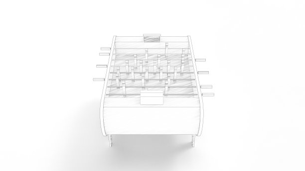 孤立在白色背景上的足球桌设计的3D渲染图片下载