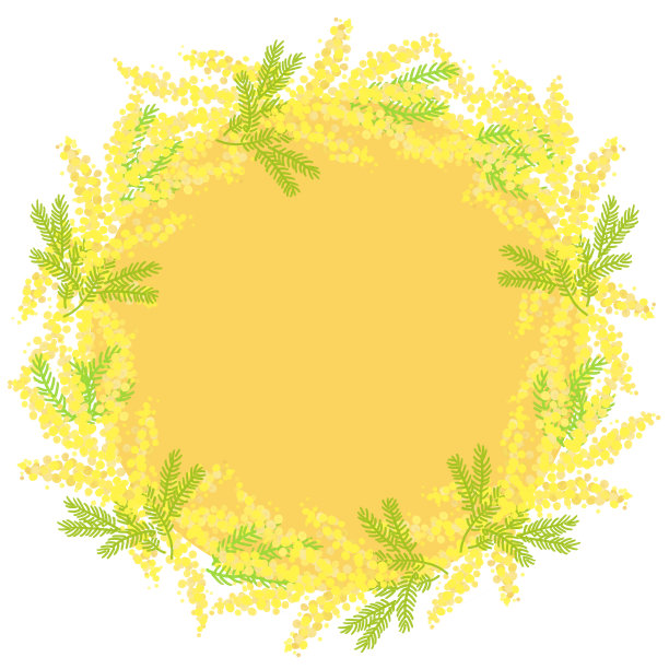 含羞草花黄色的花框背景图片下载
