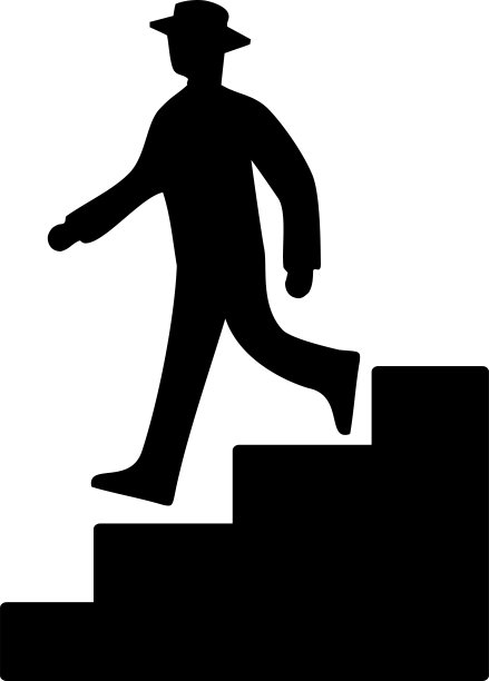 男人走下楼梯的剪影/插图素材(矢量插图)图片下载