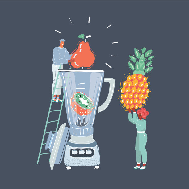 一名女子将菠菜、浆果、香蕉和杏仁奶混合在一起，制成一份健康的绿色奶昔图片下载