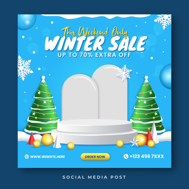 冬季销售与平台产品展示社交媒体横幅图片下载
