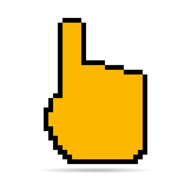 鼠标光标像素阴影图标，网页点击符号，计算机指针矢量插图图片下载