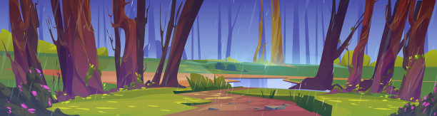 夏雨中森林野生自然景观景象图片下载