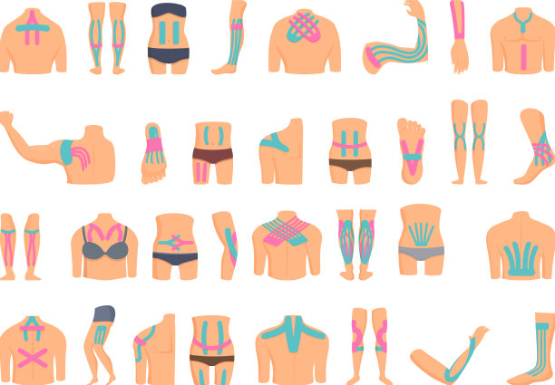 肌内效贴片图标设定卡通健身图片下载