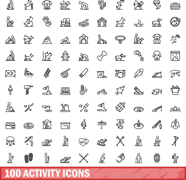 100个活动图标设置大纲样式图片下载