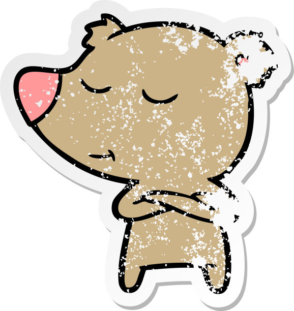 悲伤的贴纸，一个快乐的卡通熊图片下载