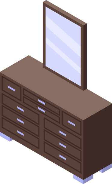 卧室镜子家具图标等距图片下载