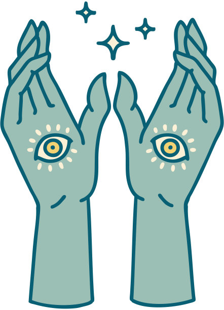 神秘之手的标志性纹身风格形象图片下载