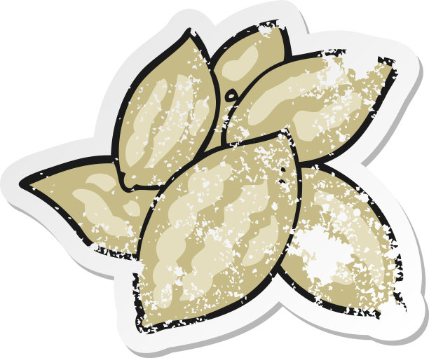 复古心疼贴纸的卡通杏仁图片下载