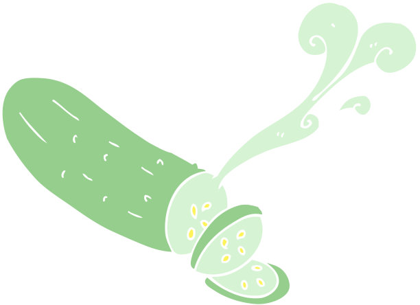 切片黄瓜的平面彩色插图图片下载
