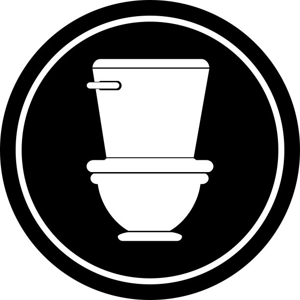 厕所圆形符号矢量插图图片下载