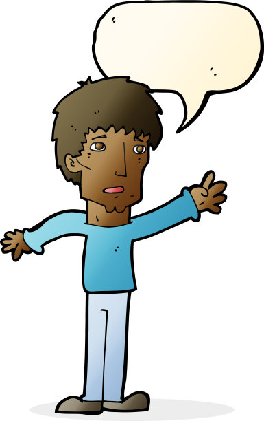 卡通焦虑男人与对话气泡图片下载