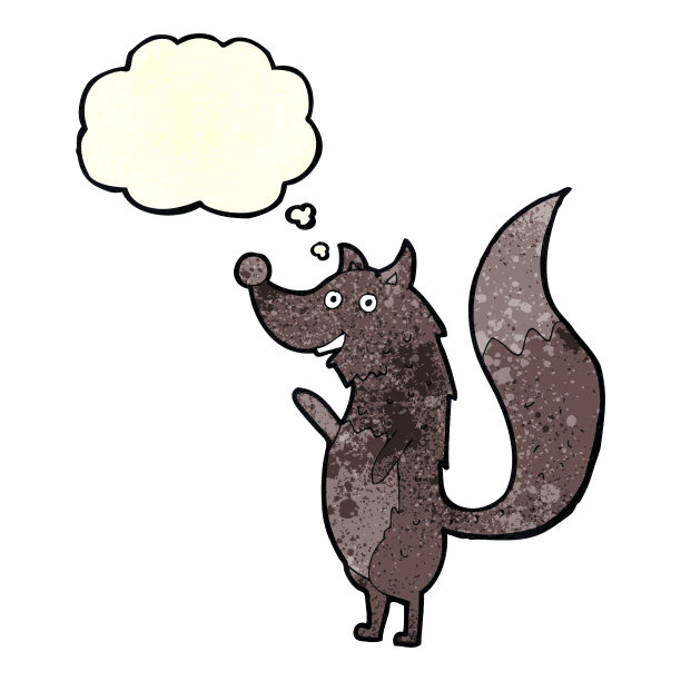 卡通狼挥舞思想泡泡图片下载