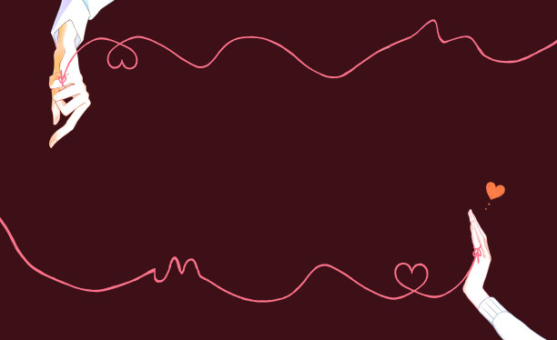 男女之手系着命运的红线图片下载