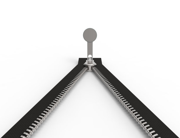 一个拉链孤立在白色背景的3d渲染。图片下载