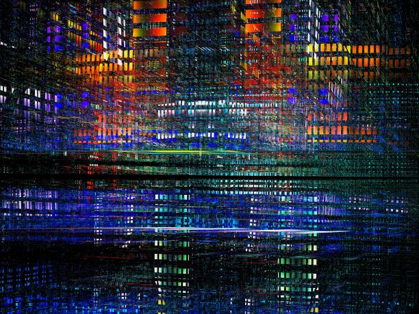 虚拟现实或科幻背景与一个超现实城市的街道图片下载