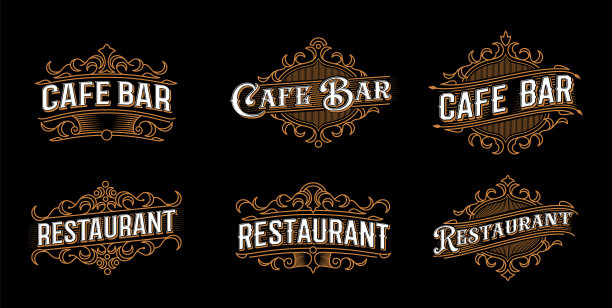 餐厅咖啡馆或酒吧的复古标志或标志图片下载