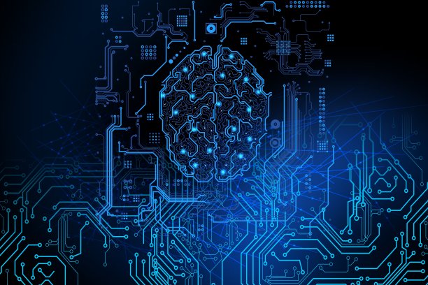 蓝色数字脑电路-技术概念板图片下载