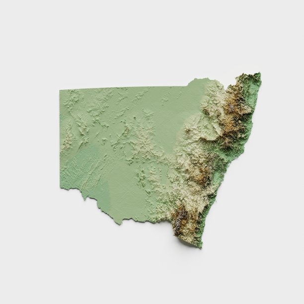 澳大利亚新南威尔士州地形图- 3D渲染图片下载