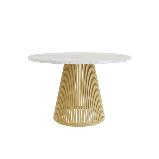 三维渲染餐桌白色大理石圆形，单桌在W图片下载