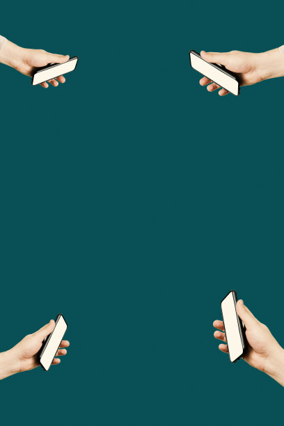 艺术拼贴风格。空白智能手机的概念框架。年轻人手里拿着智能手机图片下载