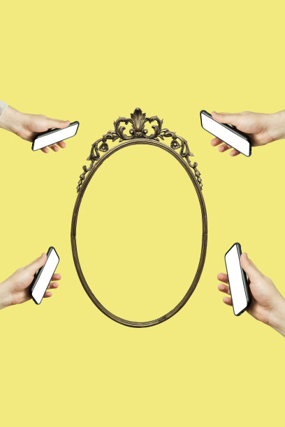 超现实拼贴的手拿着手机图片下载