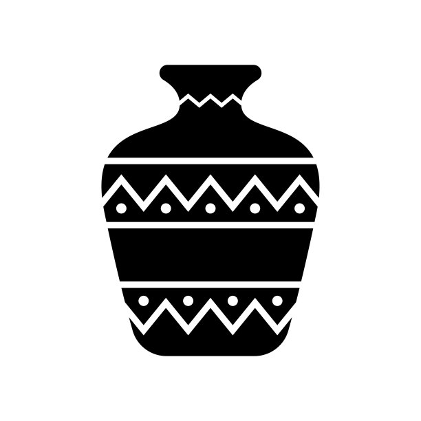 装饰性花瓶图标。黑色的轮廓。正面视图。矢量简单平面图形说明。白色背景上的孤立物体。隔离。图片下载