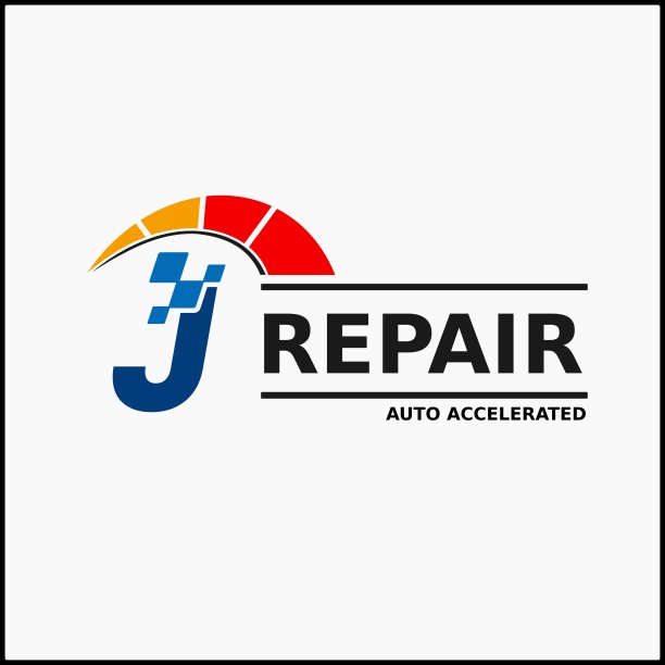 首字母J与速度计，赛车图标为汽车公司标志。汽车运输加速服务店标志模板图片下载