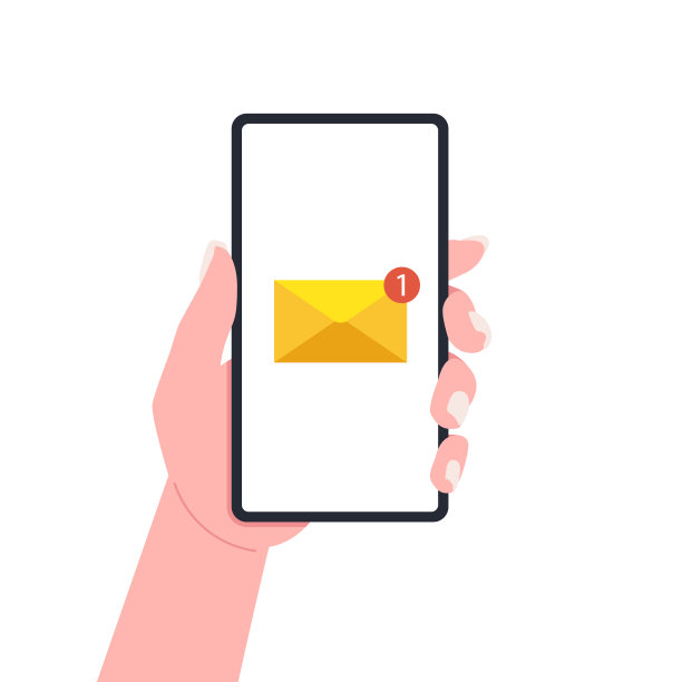 女性手持智能手机与新的消息通知在手机上屏幕。矢量插图。“n图片下载