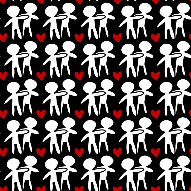 无缝模式的情侣卡通图片下载