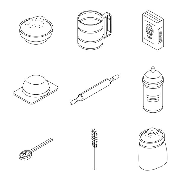 面粉图标设置矢量轮廓图片下载