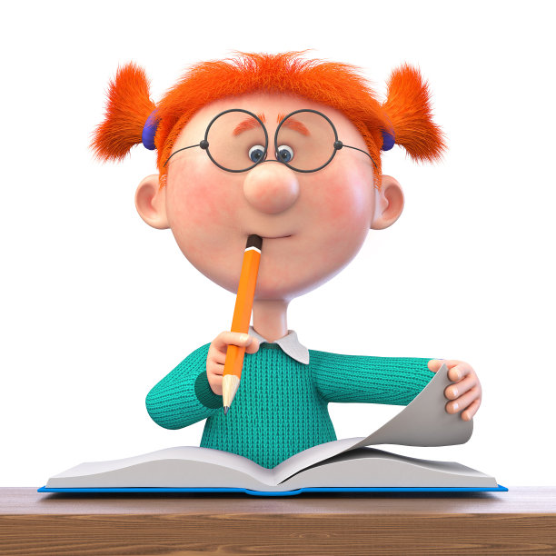 一个小女孩在教室里微笑的3d插图图片下载