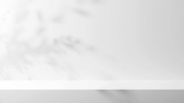 3 d演示。白色的基础上豪华的白色背景。树叶的影子。产品、化妆品底座。(水平)图片下载