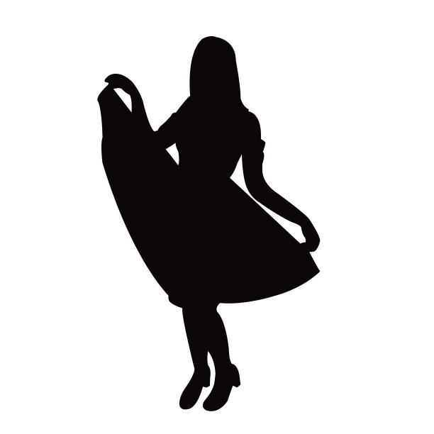 一个年轻女子，身体轮廓矢量图片下载