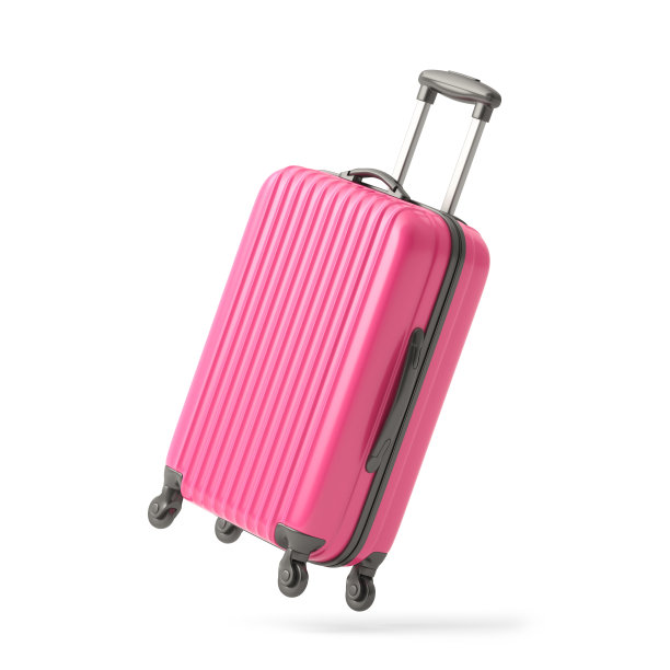 红色行李箱在白底飞扬图片下载