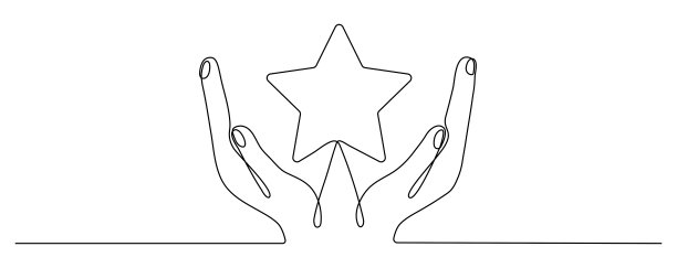 手握星形连续线条绘制。图片下载