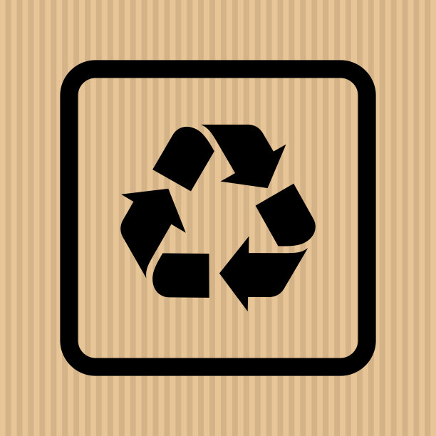 回收简单的平面图标矢量插图与纸板纹理背景图片下载