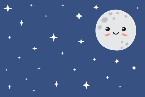 矢量平面手绘月亮与脸图片下载