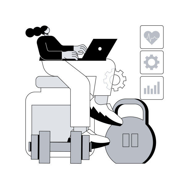 以健身为中心的工作空间抽象概念矢量插图。图片下载