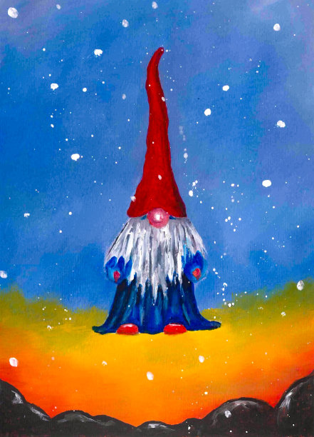 可爱的小矮人。丙烯艺术涂料。图片下载