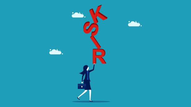 风险管理。持有风险信息的女商人。业务概念向量图片下载