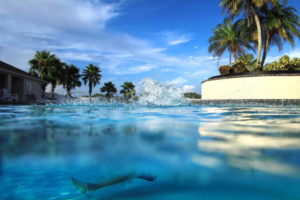 夏天在游泳池里跳的乐趣图片下载