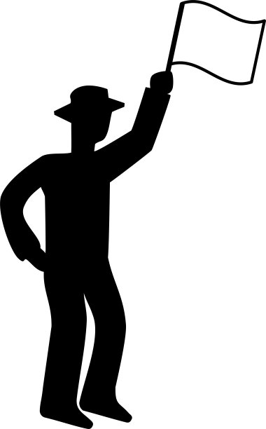 一个人举起并挥舞旗帜的剪影/插图材料(矢量插图)图片下载