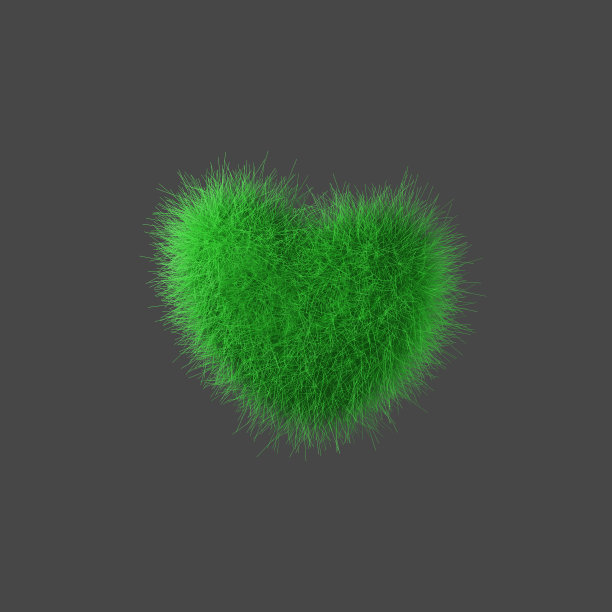 心有绿草。3 d演示。图片下载