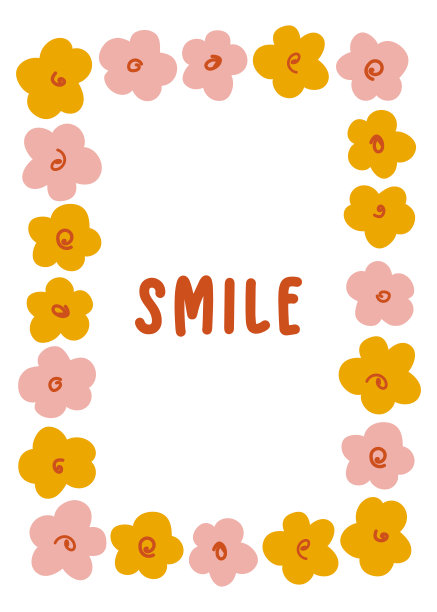 微笑复古标语在60年代风格，70年代花框。时髦时髦的印刷设计的海报，卡片，t恤。矢量图图片下载