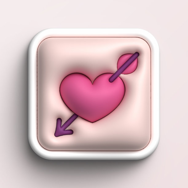 情人节爱神丘比特之箭心弓与箭之爱的3D形状图标符号图片下载