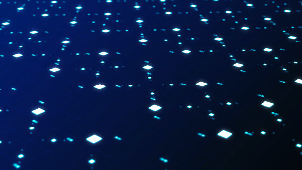 蓝色背景下的抽象技术和未来概念方格透视图片下载