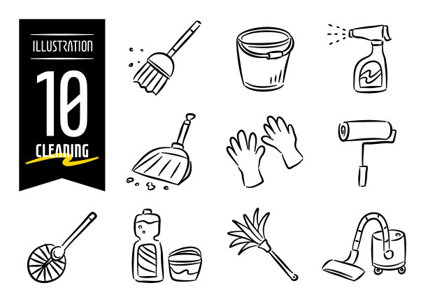 一套10手绘流行风格的图标插图与清洁的主题图片下载