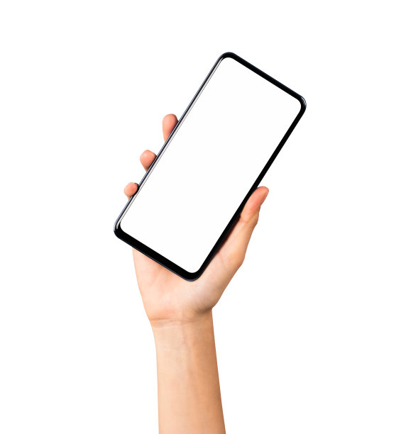 裁剪路径，手持智能手机隔离在白色背景。图片下载