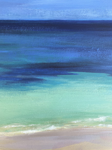 蓝色，绿色和灰色抽象艺术绘画背景。图片下载